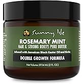 Sunny Isle Rosemary Mint Hair &amp; Strong Roots Pure Butter 2oz | Jamaican Black Castor Oil &amp; Biotin, Double Growth Formula, Dry Scalp, Edges, Skin Care &amp; Protective Styles