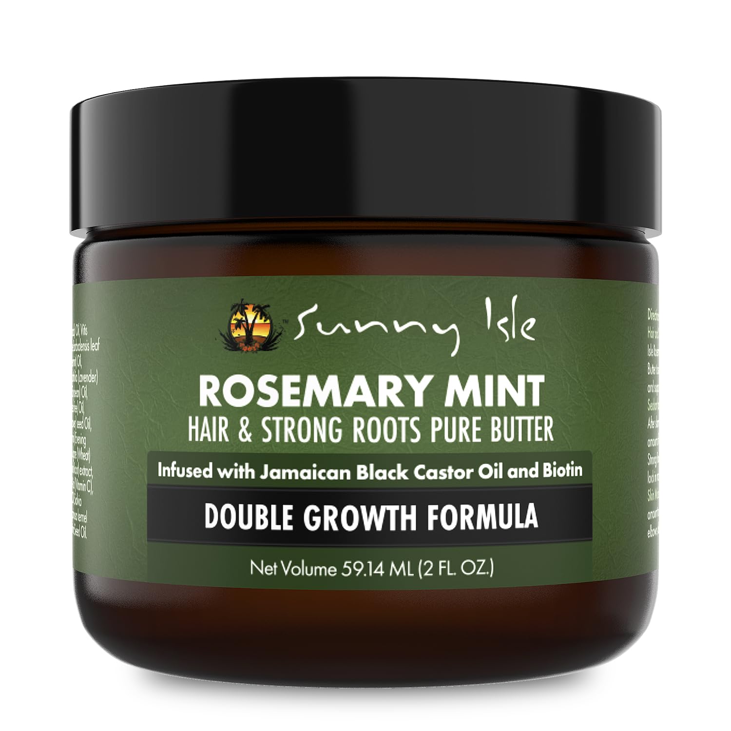 Sunny Isle Rosemary Mint Hair and Strong Roots Butter 2oz, Infused with Biotin & Jamaican Black Castor Oil, Dry Scalp, Split Ends & All Hair Types