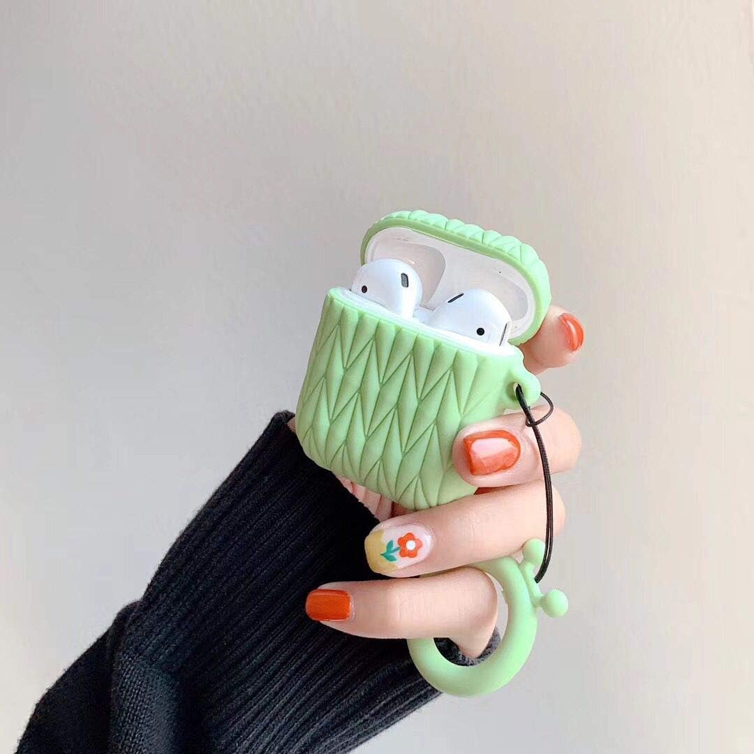 AKXOMY for Airpods Case,Cartoon Airpods case, Cute 3D Cartoon Character Soft Silicone Airpod Cover,Kawaii Fun Cool Luggage Design Skin,Suitcase Cases for Girls Kids Boys Airpods 1&2 (Green)