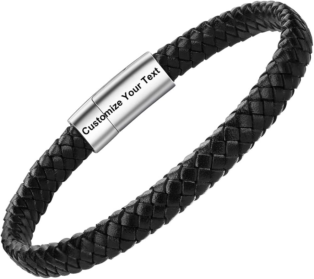 Bracelet homme bracelet cuir homme manchette tressé à la main