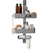 ShowerSMART Shower Caddy, Adjustable Shelves, Magnetic Hooks, Graphite | Steel with EDP &amp; Powder-Coat Finish, Adjustable Shelves, Removable Dishwasher-Safe Trays, Magnetic Hooks, Adhesive Mount