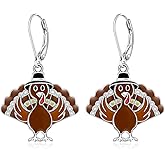 Turkey Earrings for Women Thanksgiving Earrings 925 Sterling Silver Fall Thanksgiving Turkey Leverback Earrings Holiday Gifts for Christmas
