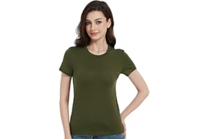 ARVYSIM MERIGREENY Women's 100% Merino Wool T Shirts, Lightweight Base Layer, Anti-Odor Athletic Casual Tops for Running Hiking Gym