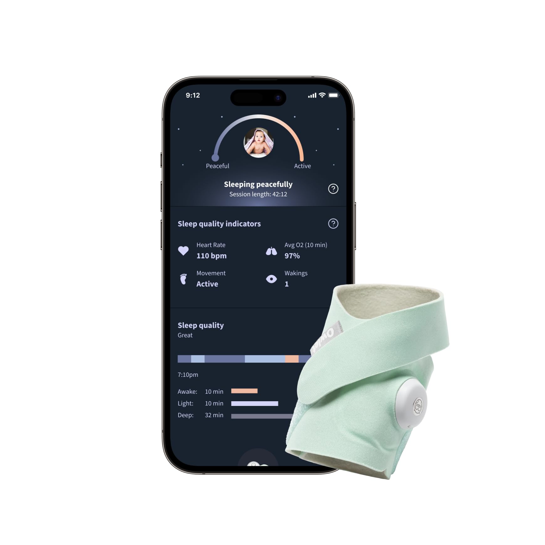 Owlet Dream Sock® FDACleared Smart Baby Monitor Track Live Pulse