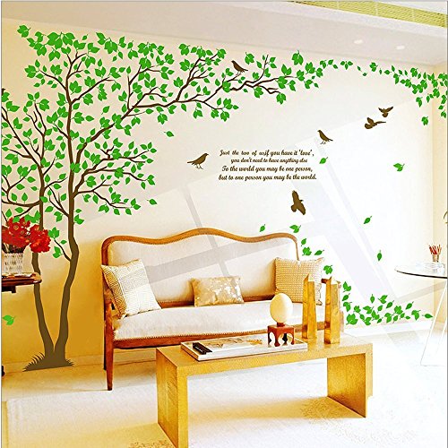 Huge green tree branch diy wall stickers wall decals fo…