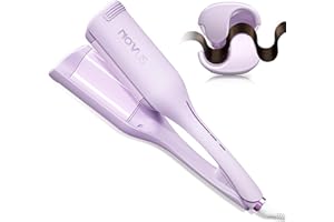 NOVUS Curling Iron Hair Crimper Waver - 1.4 Inch Anti-Scald Waves Curling Wand, Ionic Deep Waver Hair Curler Tool with Ceramic 2 Barrel for All Hair Types, Auto Shutdown Protection