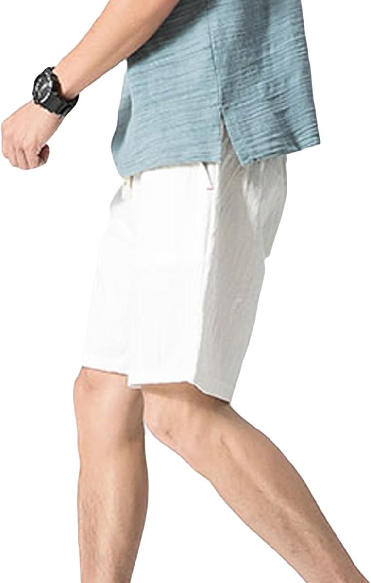 YOUTHUP Pantaloncini da Uomo Bermuda in Vita Elasticizzata Pantaloni di Lino  lencicol Abbigliamento Abbigliamento sportivo
