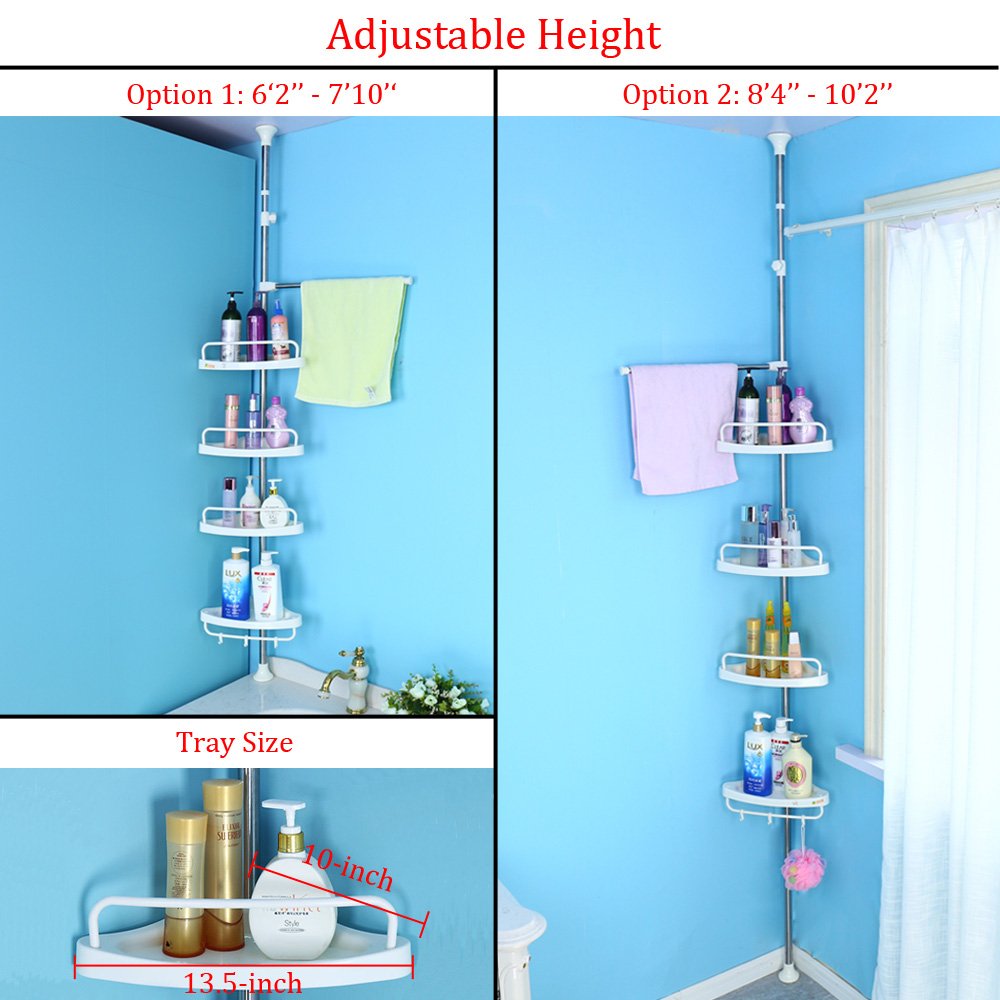 JoYo Constant Tension Corner Shower Caddy, Adjustable Tension Pole