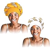 zhxinashu 2 Pieces African Women Hats Turban Head Wraps for Women Black Nigerian Elegant Hats Turban