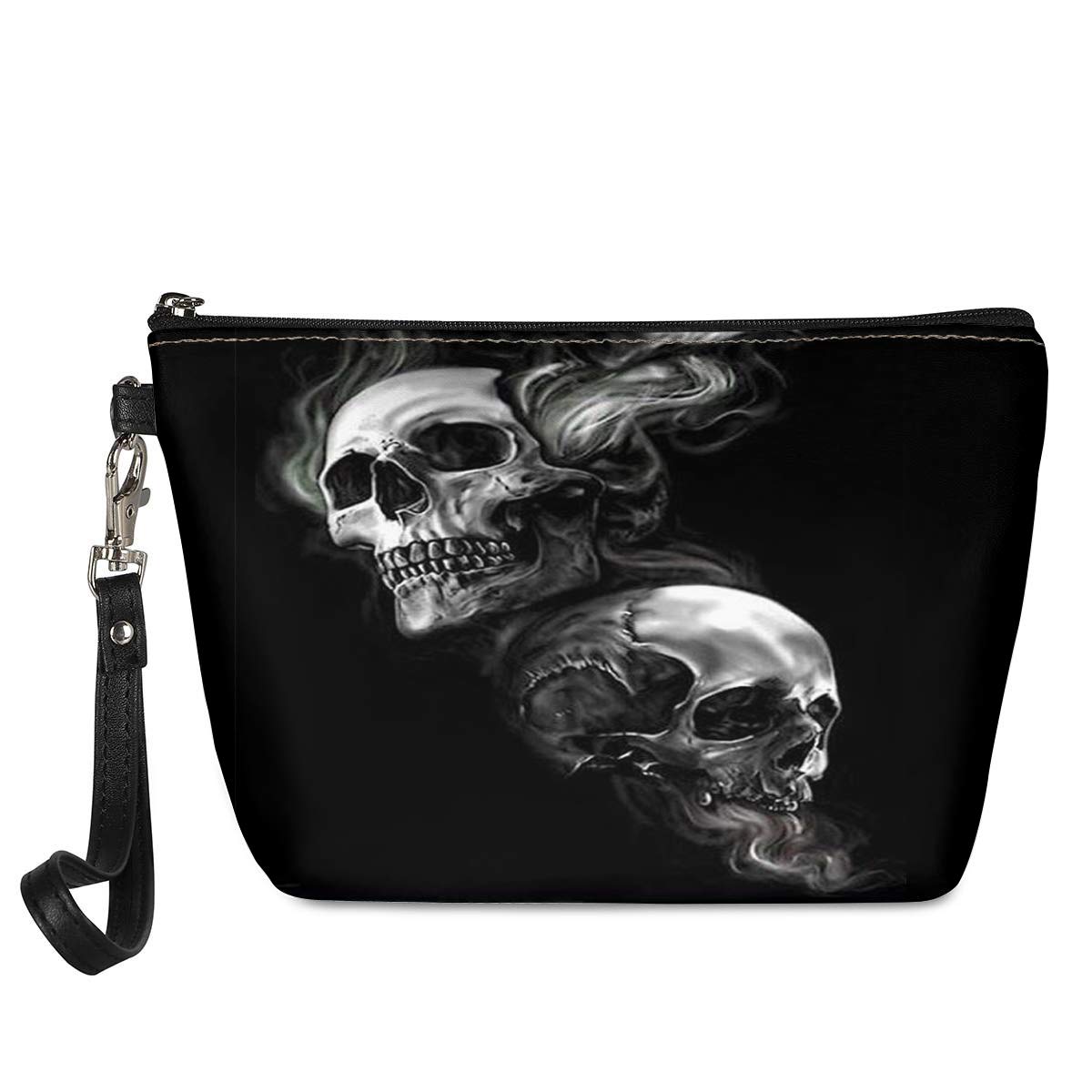 Biyejit Cosmetic Bag Skull Skeleton Print Makeup Bags, Small Makeup Pouch Travel Toiletry Organizer with Zipper for Women Girls Gifts