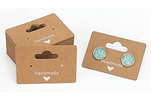 joycraft Stud Earring Cards, 100Pcs Brown Earring Display Cards, Blank Paper Cards with 2 Holes, Jewelry Display Cards for Se