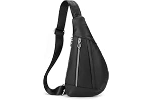 SAIION Genuine Leather sling bag for men casual crossbody backpack small shoulder bag chest bag for Travel, 9050 Black