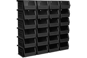 Akro-Mils 30210 AkroBins Plastic Storage Bins, Space-Saving Stackable Bins for Garage, Pantry, Craft Organization, 5-" x 4-" x 3-", Black, 24-Pack