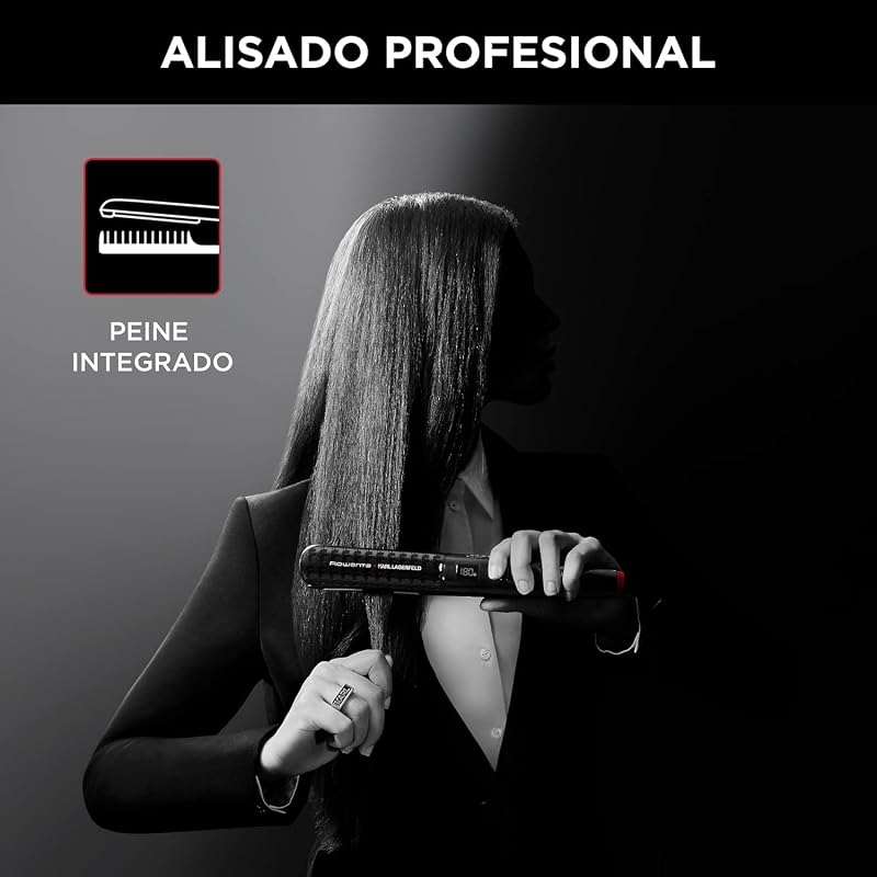 Rowenta x karl lagerfeld k/pro stylist sf467l - alisador de cabelo com revestimento cerâmico, 8 temperaturas, alisamento e ondulação, sistema de travamento, pente integrado, inclui bolsa de higiene e grampos de cabelo