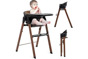 SOOBABY Convertible High Chairs for Babies & Toddlers. 5-in-1 Adjustable High Chair with Removable Tray, Easy to Clean, Portable. 6 Months up to 240 Lb.Black
