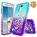 LG K20 Plus Case, LG K20 V/Harmony / K10 2017 / Grace LTE w/[Tempered Glass Screen Protector], NageBee Glitter Liquid Quicksand Waterfall Flowing Sparkle Bling Diamond Girls Cute Case -Aqua/Purple