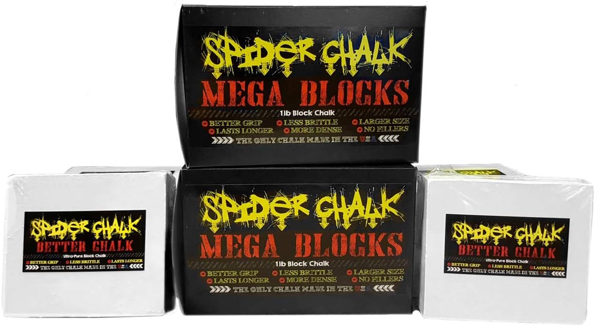 Spider Chalk Weightlifting Block Chalk, Best Gym Workout Chalk for Lifting Weights, Gymnastics, Rock Climbing, Mega Blocks, 99% Pure Block Athletic Chalk, USA Made