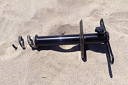 Focux Metal Beach Umbrella Sand Anchor Auger Screw Universal Sandgrabber for Beach Umbrella with Beach Bag Heavy Duty One Size Fits All Black (Black) - Thumbnail 2