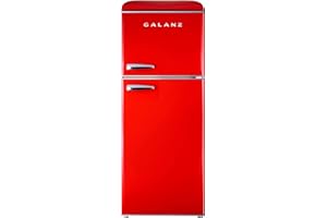Galanz GLR46TRDER Retro Compact Refrigerator with Freezer Mini Fridge with Dual Door, Adjustable Mechanical Thermostat, 4.6 Cu Ft, Red