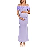 AISWI 3D Floral Off The Shoulder Maternity Dress Sexy Ribbed Mermaid Maxi Bodycon Pregnancy Dresses Baby Shower