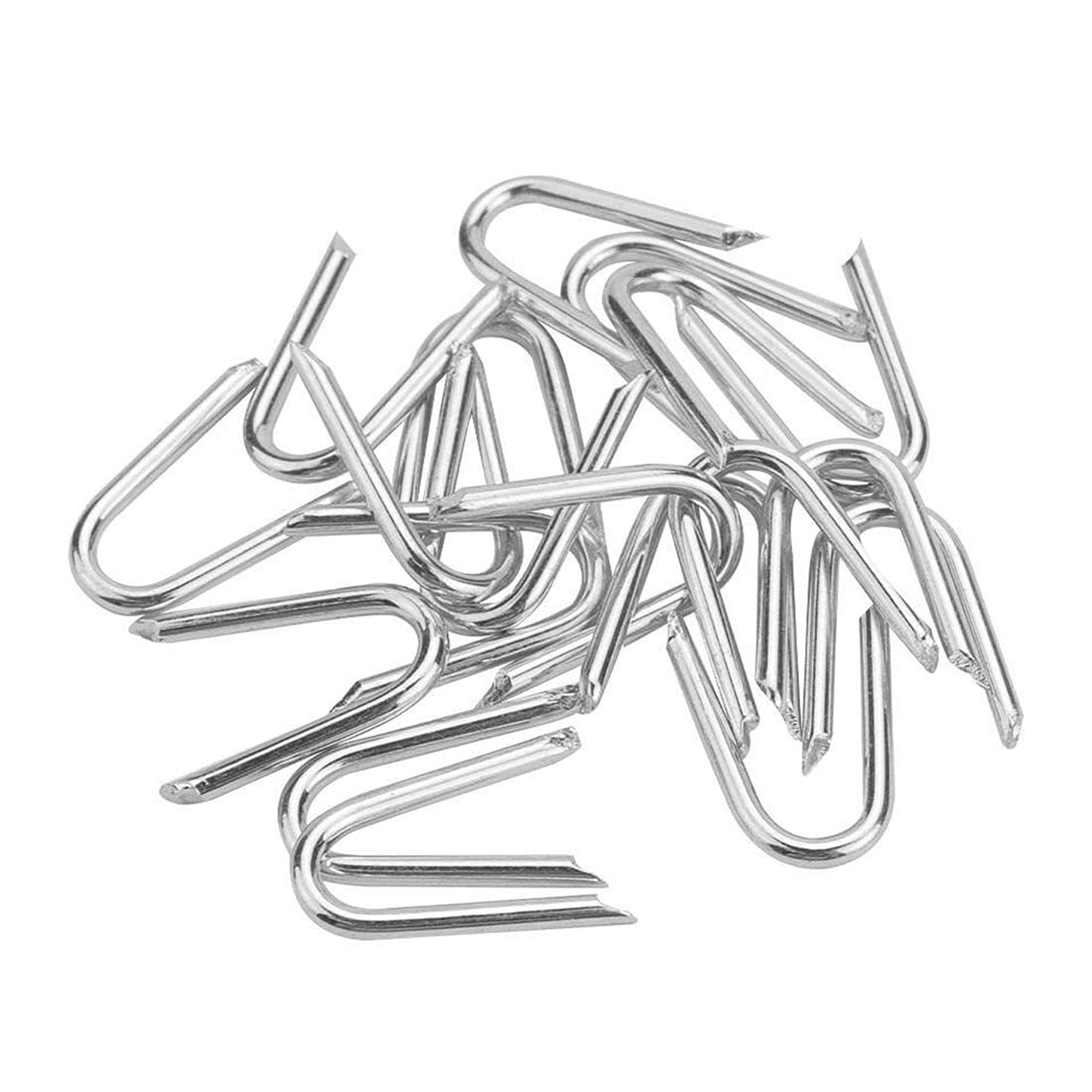 LAWALEISHE 200 Pcs Galvanised U-Shaped Nails, Netting Staples with Plastic Box, 20 mm Fencing Staples for Chicken Wire, Wire Mesh Fencing, Garden Mesh