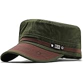 Cadet Army Cap for Men Women Military Adjustable Unisex Flat Top Hat
