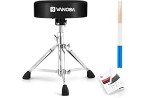 Vangoa Drum Throne Upgraded Padded Drum Seat Portable Height Adjustable Drum Stool with User Manual and Drum Stick for Drumme
