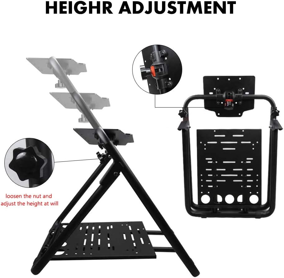upshop1st Racing Wheel Stand fit for Logitech G25/G27/G29/G920 Most Thrustmaster Gaming Steering Wheel, Xbox360/One, Playstation, PC Platforms, Foldable & Height Adjustable for Racing Console: Electronics