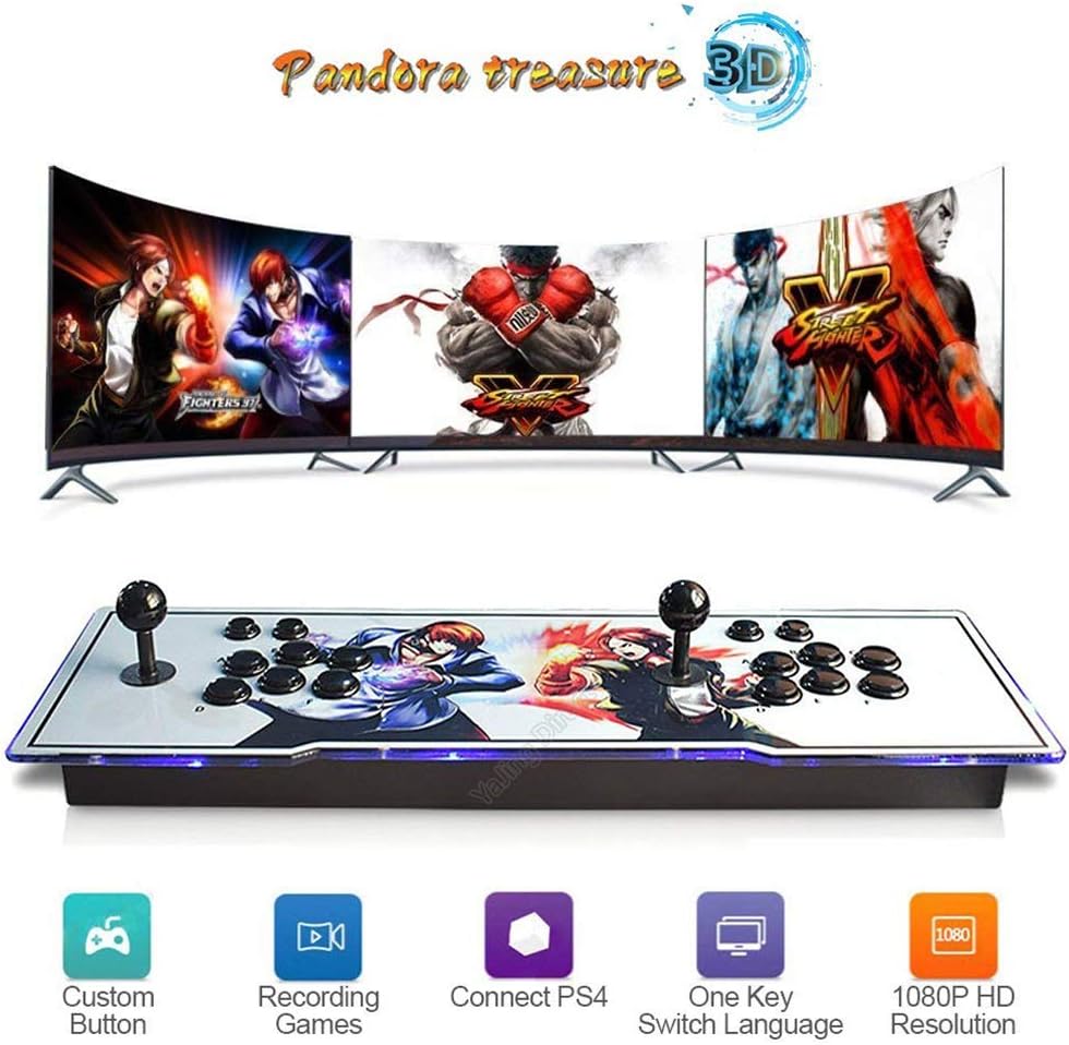 HIOTECH Pandora's Arcade Video Game Console 3D & 2D Games 1080P HD 2 Players Arcade Machine Support TF Card to Expand More Games for PC, Laptop,TV and PS4 Controller