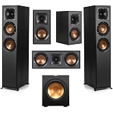 Klipsch Reference 5.1 Home Theater Pack, Black | Includes floorstanding speakers, 12" subwoofer and center channel for surround sound, movies and music