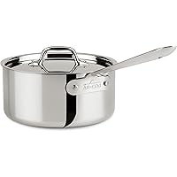 All-Clad D3 3-Ply Stainless Steel Sauce Pan with Lid 3 Quart Induction Oven Broil Safe 600F Pots and Pans, Cookware,Silver
