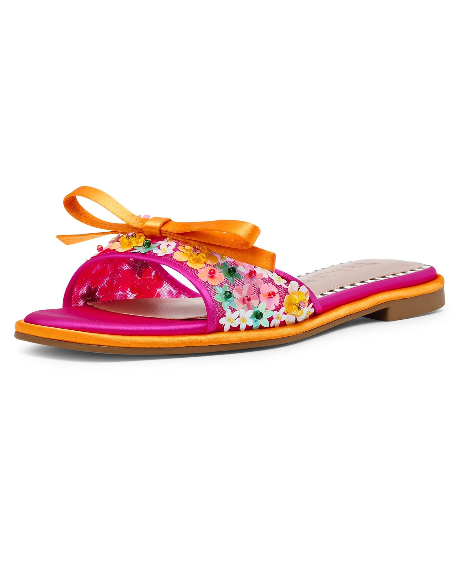 Betsey Johnson Women’s Teasse Flat Sandal, Fuschia Multi, 6.5