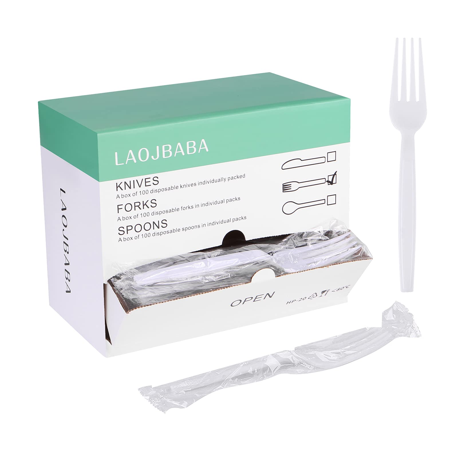 Photo 1 of Disposable Individually Packaged Forks White 7-Inch,Commercial Take Away Forks,A Box of 100 Super Hard Mass Individually Wrapped Forks