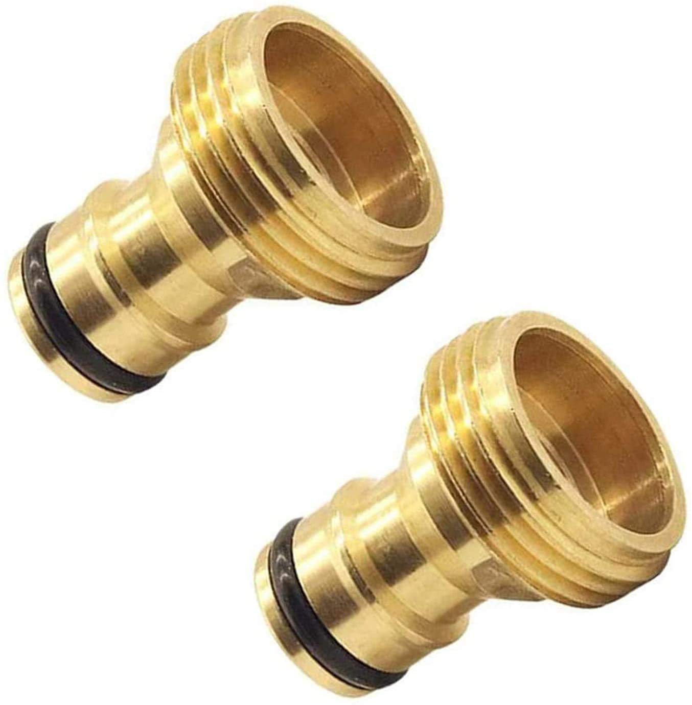 Hydrogarden 2 Pieces Garden Hose Quick Connector 3/4 inch Brass Male Thread Hose Nozzle Quick Connect Adapter
