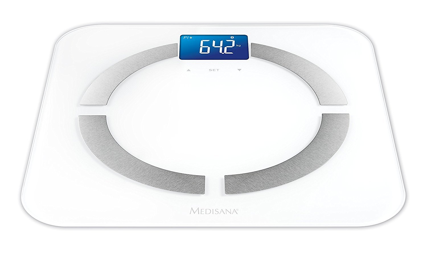 Medisana BS 430 connect Body analysis scale, Digital Bathroom Scales with Body Fat, Muscle and Bone Mass Analysis, BMI and BMR Calculator, Automatic Recognition for 8 Users, Bluetooth to VitaDock App