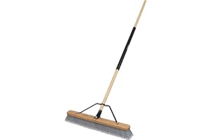 Harper 24 Inch Indoor Smooth-Surface Push Broom with Flagged Bristles for Sand, Saw Dust, Wood Shavings and Pet Hair in Garag