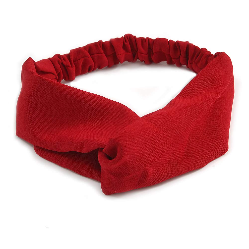 Classic Burgundy Red Twisted Fabric Elastic Headband/Headwrap