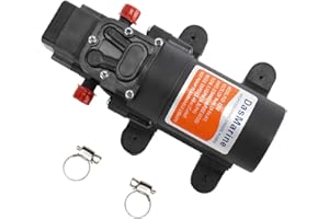 DasMarine Diaphragm Water Pressure Pump with 2 Hose Clamps 12V 1.1 GPM 35 PSI Water Pressure Pump for Caravan/RV/Boat/Marine