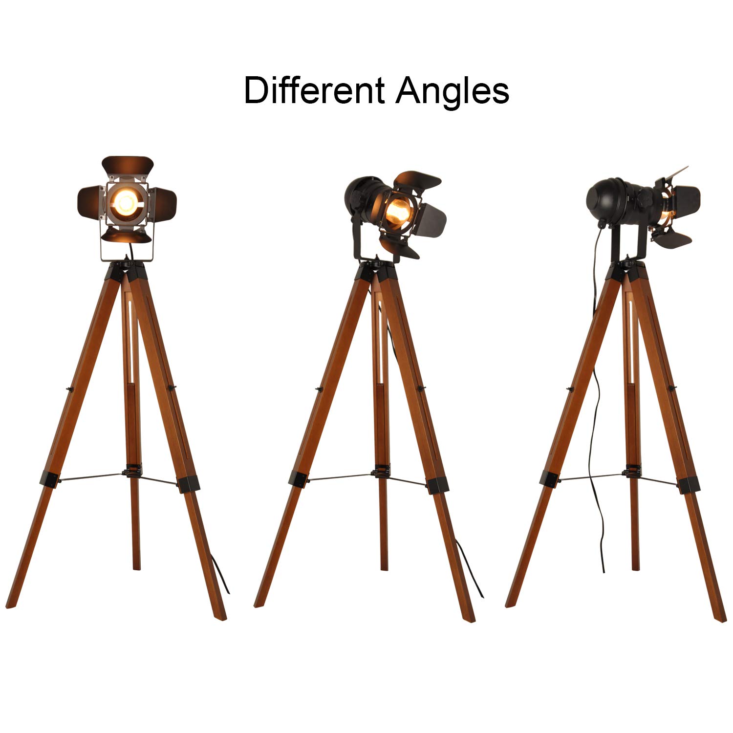 Mua Decoluce Vintage Tripod Floor Lamp, Height Adjustable Wooden Camera ...