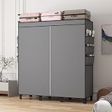 LOEFME Canvas Wardrobe 172x130x45cm, Grey, 2 Hanging Rails & 18 Bags view 9