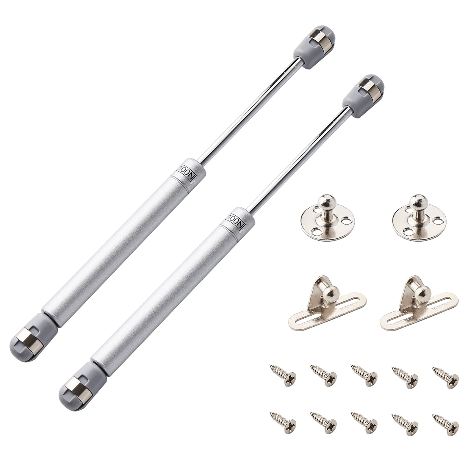 QOPAHI 100N/ 22lb Safety Gas Struts for Cupboards Heavy Lid, Soft Open Lid Stay Gas Spring Gas Lift Support Safety Hinges for Toy Box Cabinet, Pack of 2