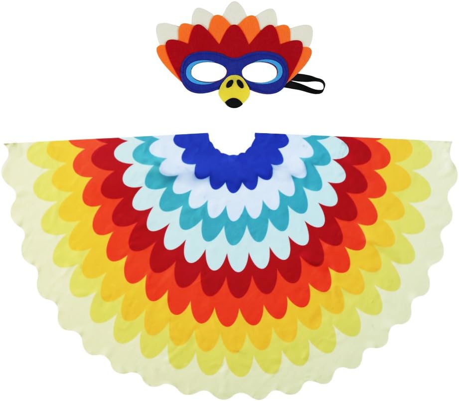 Fly Childhood Bird Parrot Wings Costume-Kids Animal Dress Up for Boys Girls Cosplay Party Games (#1 Yellow)