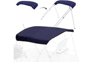 Mionovity 4 Bow Bimini Top Replacement Canvas with Light Hole & Storage Boot,Pontoon Bimini Top Replacement Canvas,900D Heavy Duty Waterproof Bimini Top Canvas Only Without Frame8'L 79"-84"W Navy Blue