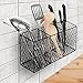 MyGift 3 Compartment Rustic Chicken Wire Kitchen Utensil Holder, Black