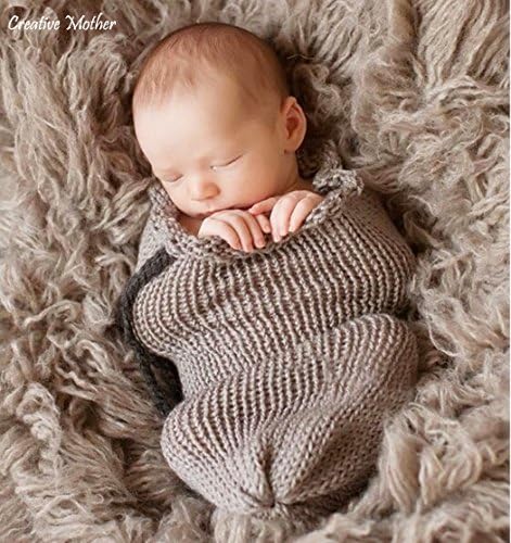 Creative Mother Christmas Cocoon Sleeping Bag for Newborn Boy Girl Cotton Knitted Crochet Photography Prop (Gray)