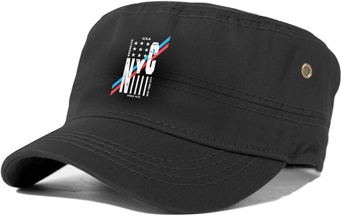 NYC New York City Stock Flag Basic Everyday Military Style Hat Solid Color Unisex Army Military