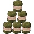 6 Balls Angora Mohair Wool Yarn Soft Fingering Baby Mohair Cashmere Hand Crochet Yarn for Knitting DIY Scarf Sweater Thread Yarn 300g (A Withered Green)