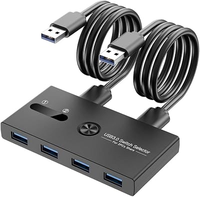 Oikabio USB 3.0 KVM Switch 2 Input 4 Output Docking Station Printer Sharing