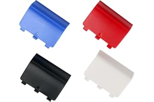4 PCS Battery Cover for Xbox One Controller, Replacement Battery Back Door Lid for Xbox Core, Back Shell Covers(Black Red Blu