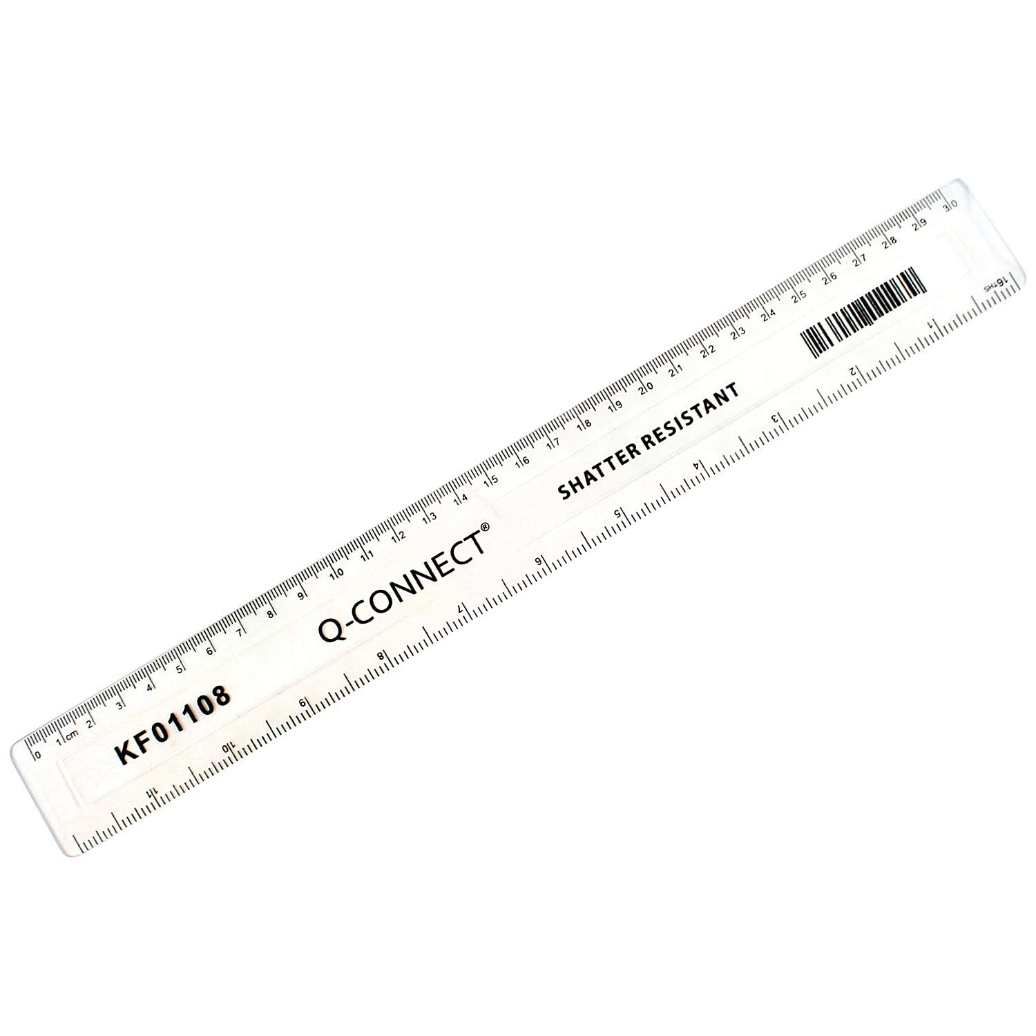 Q-Connect 300mm Ruler Shatterproof - Clear